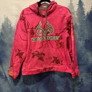 RealTree AP Logo Pink Camo Hoodie Hunting‎ Embroidered Youth Girls Sz XL 16 18